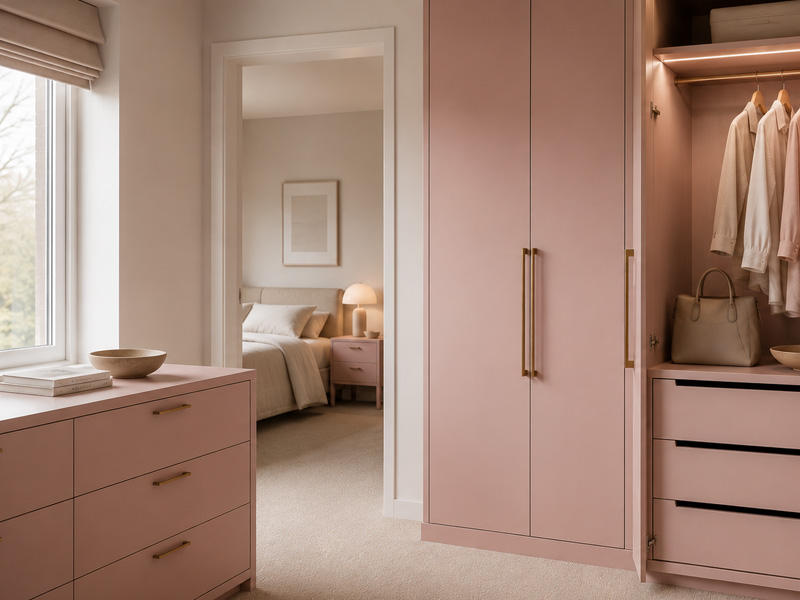 Close-up detail of bespoke fitted bedroom storage
