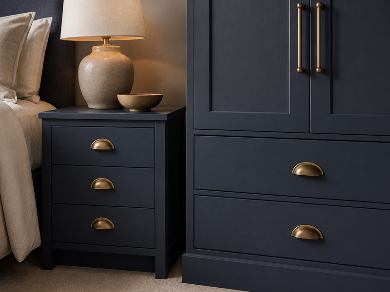 Bedroom furniture finish and cabinetry detail